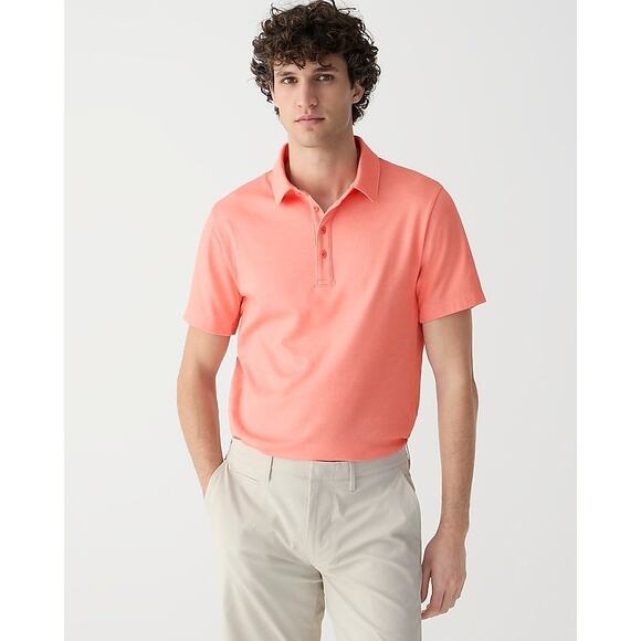 NWT J. Crew Men's Performance Polo Shirt With COOLMAX Grapefruit Pink Size L - Picture 1 of 12